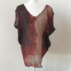 Helmut Lang silk tie dyed top